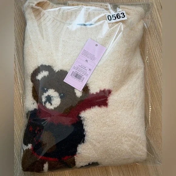 Wild Fable Womens Crewneck Pullover Sweater Teddy Bear Ski Cream Size XL NEW - Picture 9 of 9